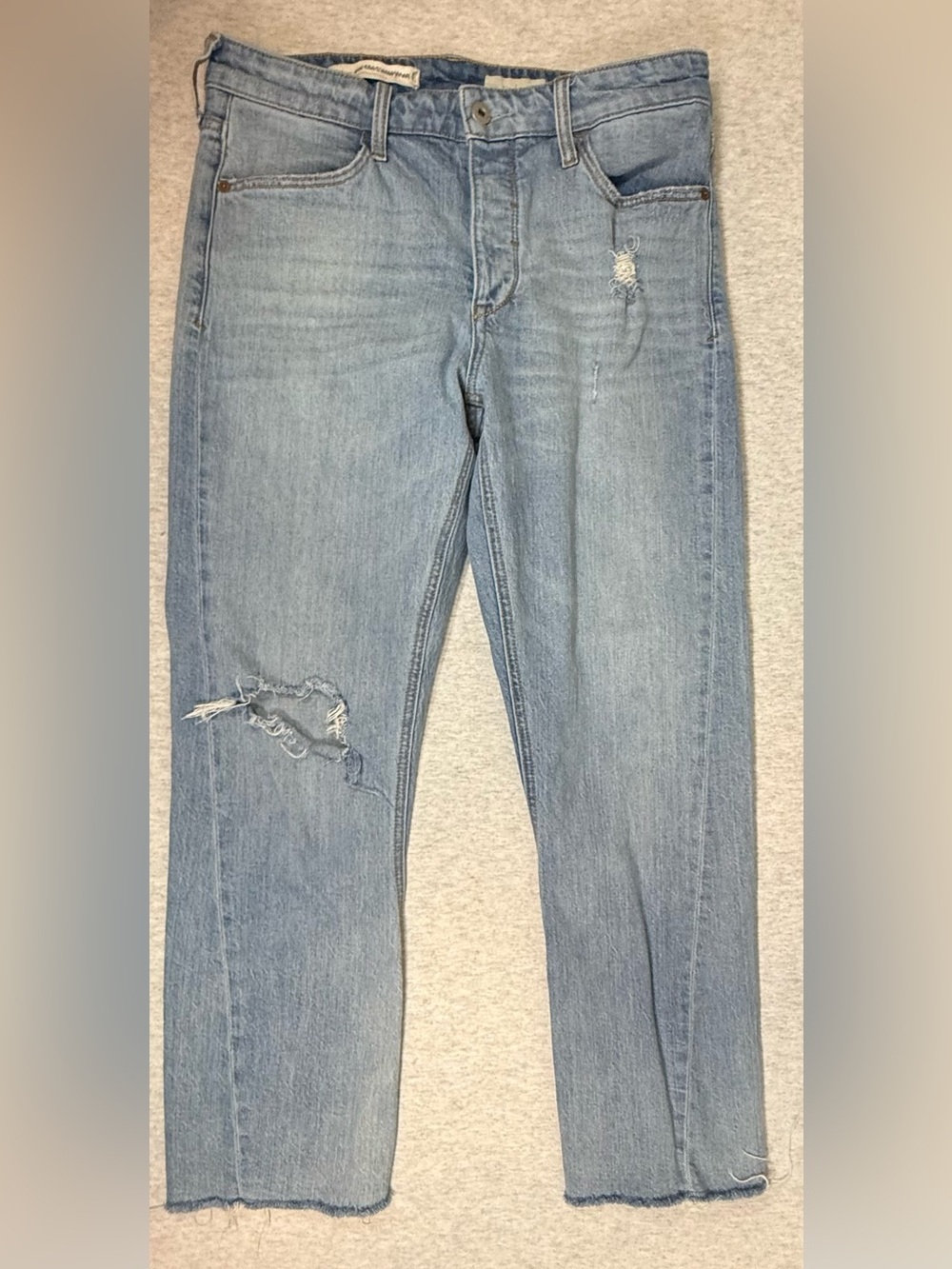 Anthropologie x Pilcro Distressed Raw-Hem Straight-Leg Jeans Light - Size 28
